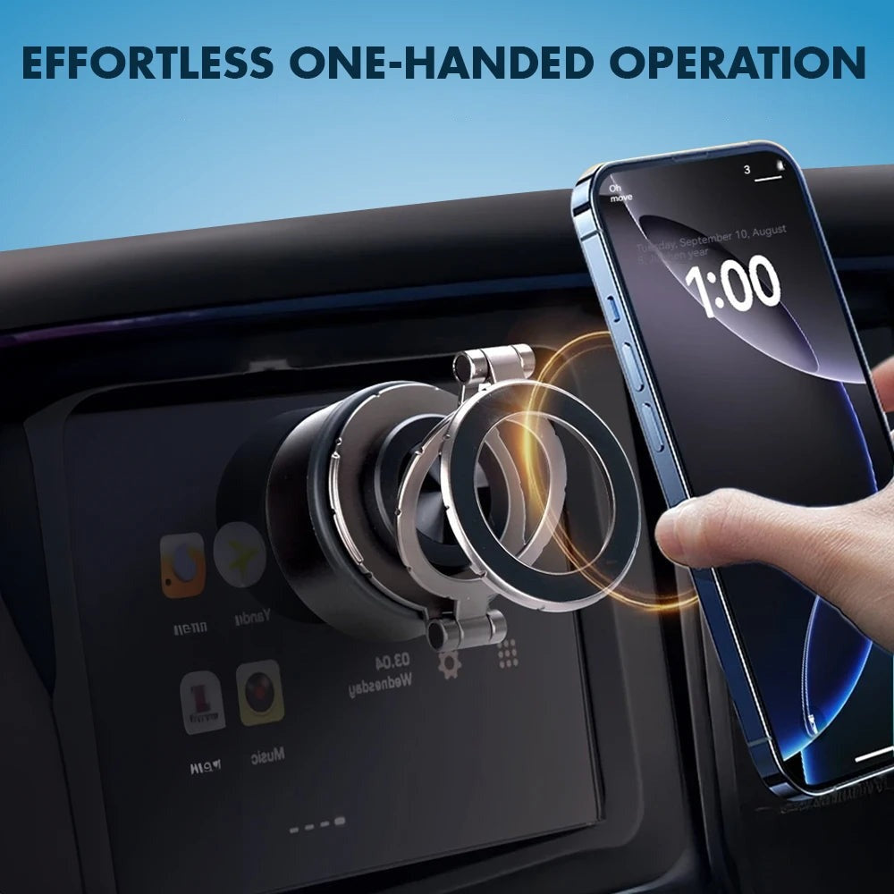 A Person is Placing a Mobile Phone On Smart Vacuum Suction Phone Holder Type-C.