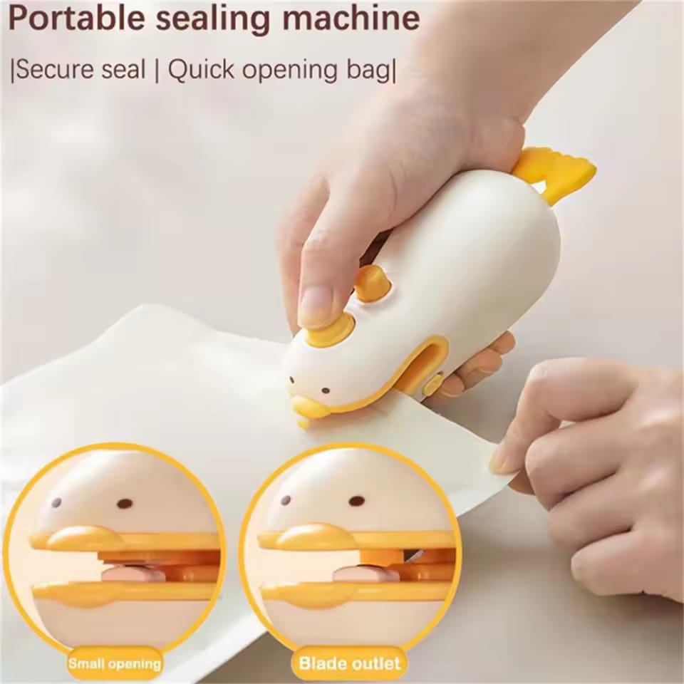 A Person is Sealing a Bag Using Snack Bag Sealer Machine.