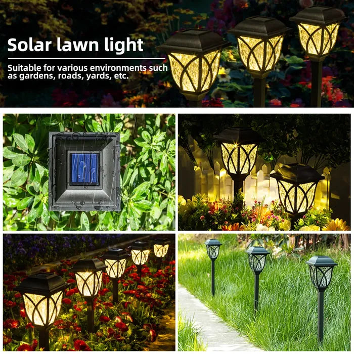 Solar Powered Outdoor Waterproof LED Retro Garden Lawn Light (2 Pcs)
