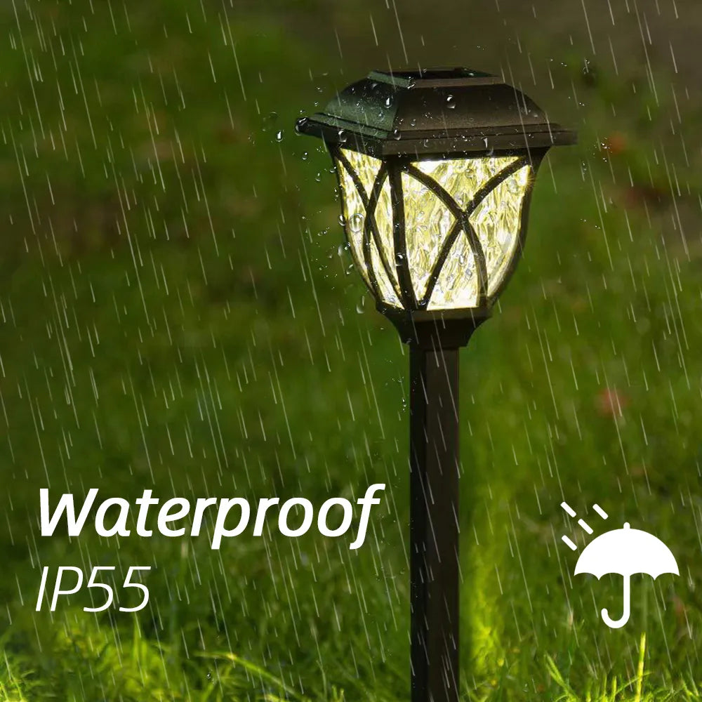 Solar Powered Outdoor Waterproof LED Retro Garden Lawn Light (2 Pcs)