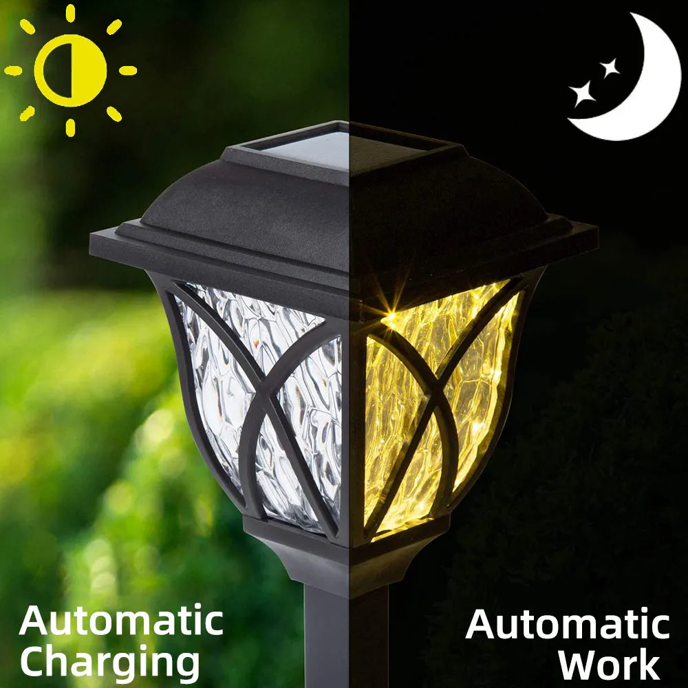 Solar Powered Outdoor Waterproof LED Retro Garden Lawn Light (2 Pcs)