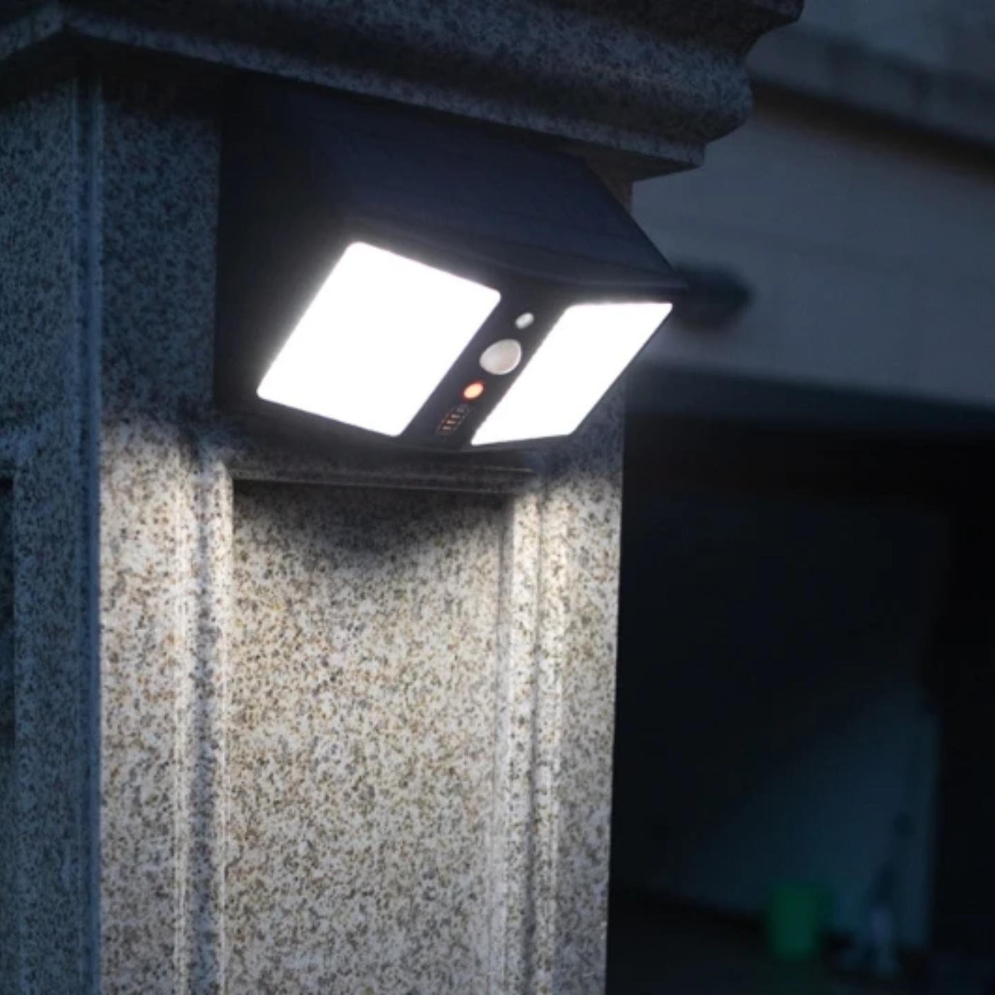 Solar Security Light is Attached on Wall.