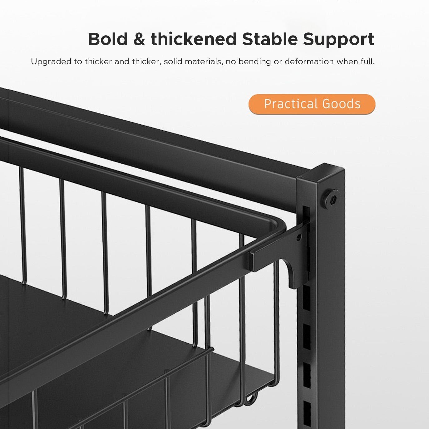 Adjustable Fruit Vegetable Basket Cart with bold and thickened stable support