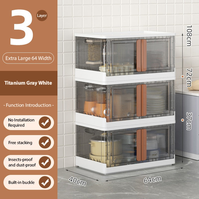 Size Of Stackable Storage Bins Organized with Kitchen Essentials.