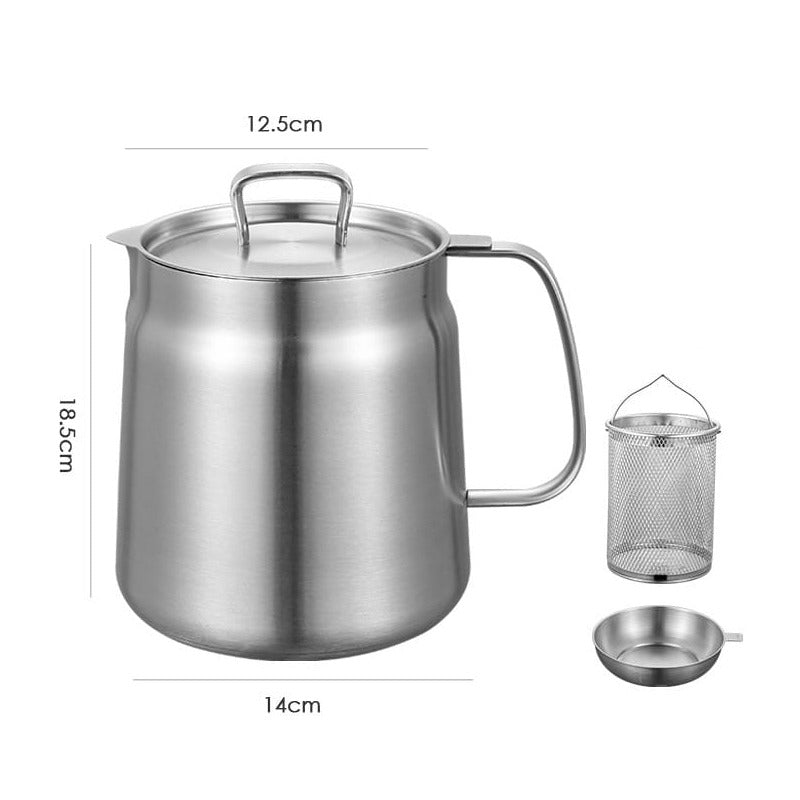 Size Of Stainless Steel Oil Strainer Storage Pot.