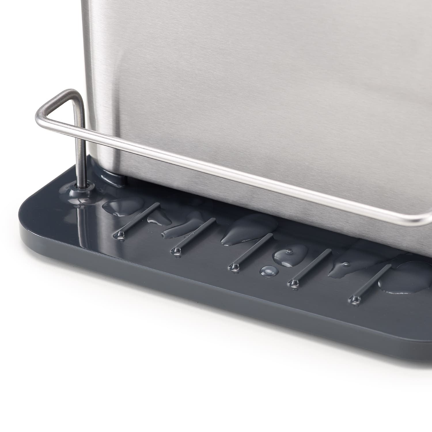 Drainage Holes Of Stainless Steel Sink Organizer Rack.