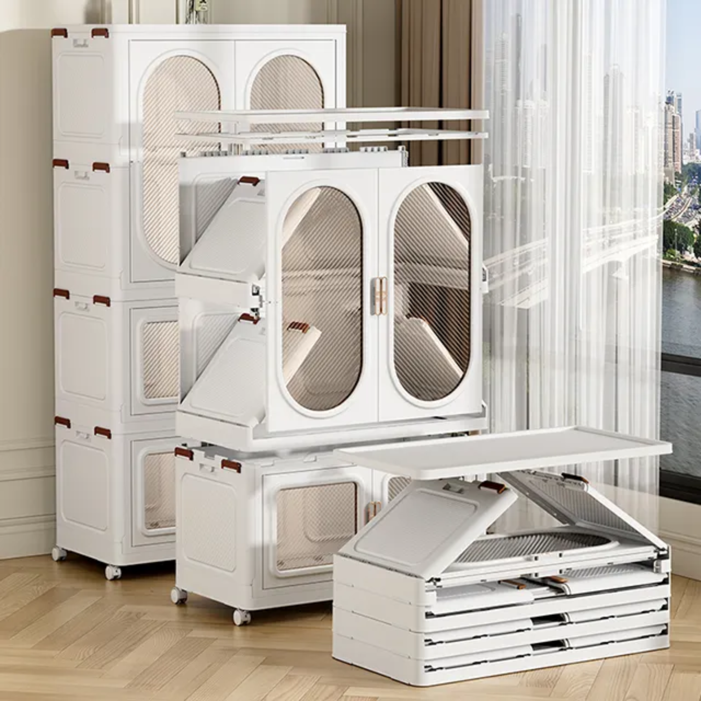 Wardrobe Storage Cabinet Shelf Bins.