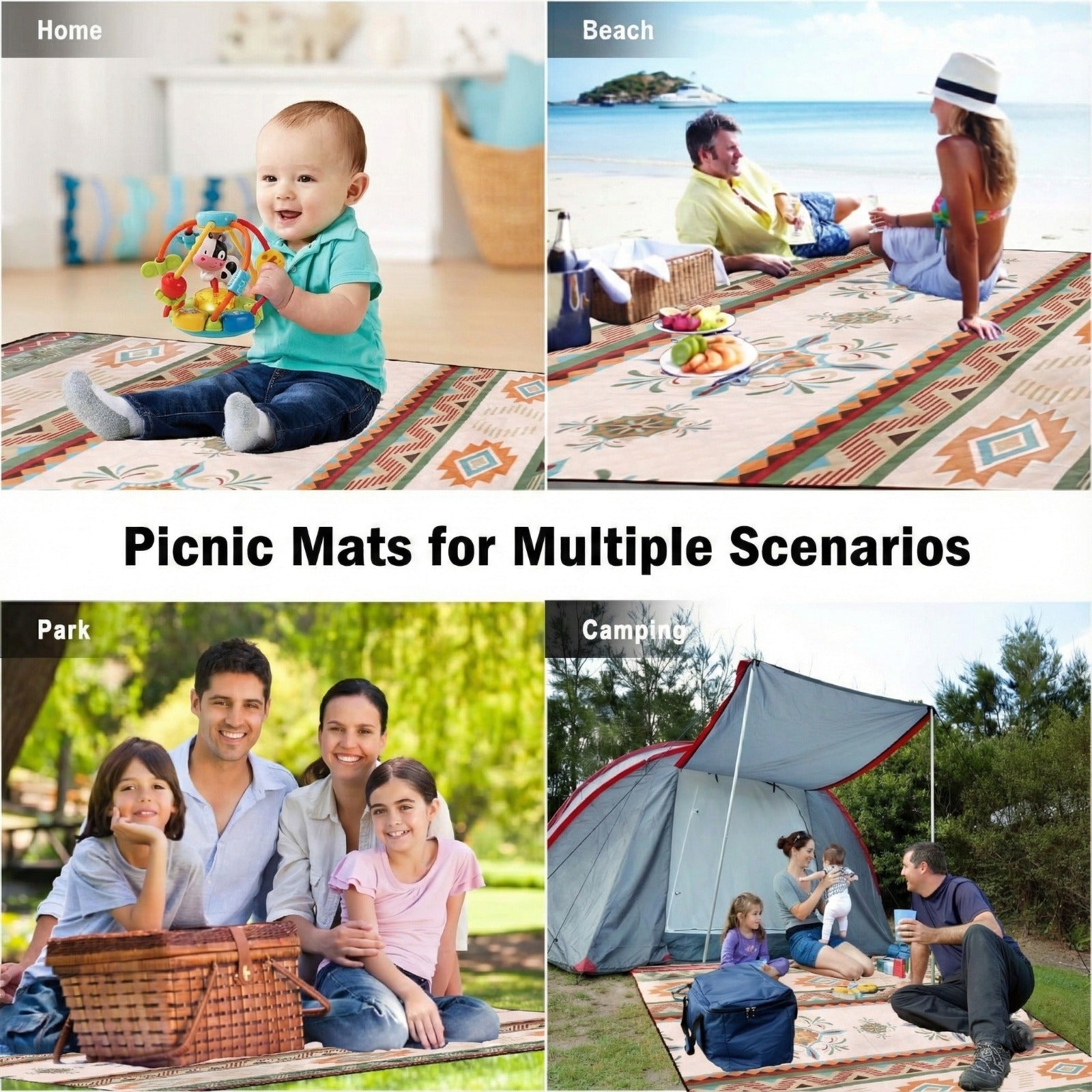 Picture Describes the Multiple Uses of Stylish Camping Mat.