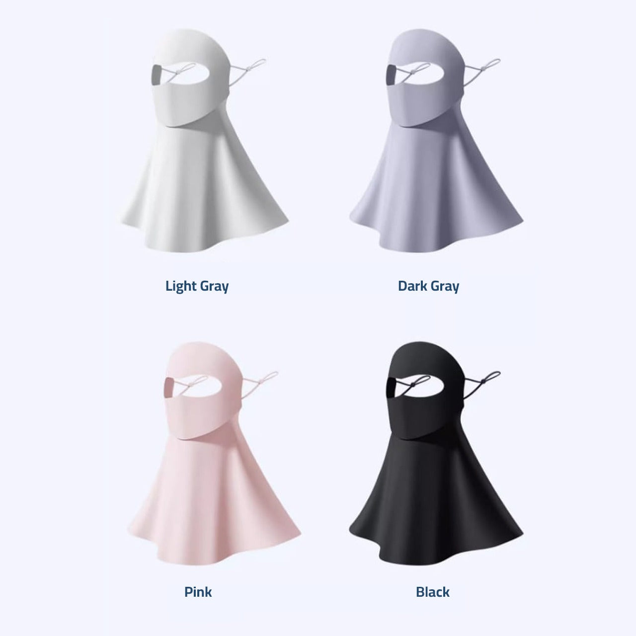 Different colours of sun prtection face mask