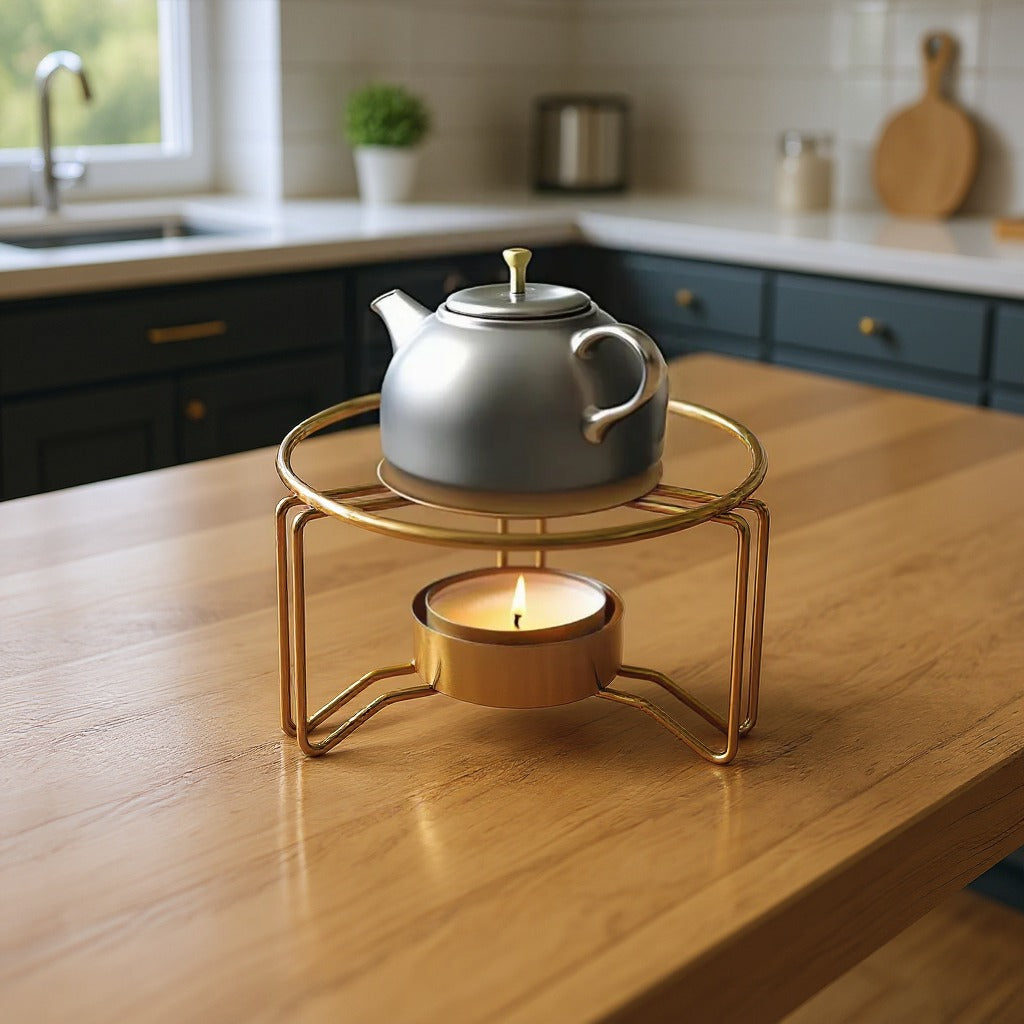 A Teapot is Placed Above Teapot Warmer.