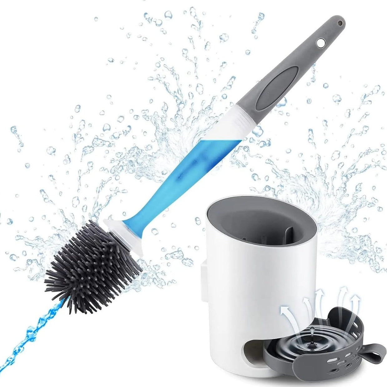Detergent Refillable Toilet Cleaning Brush With Wall Mounted Holder.