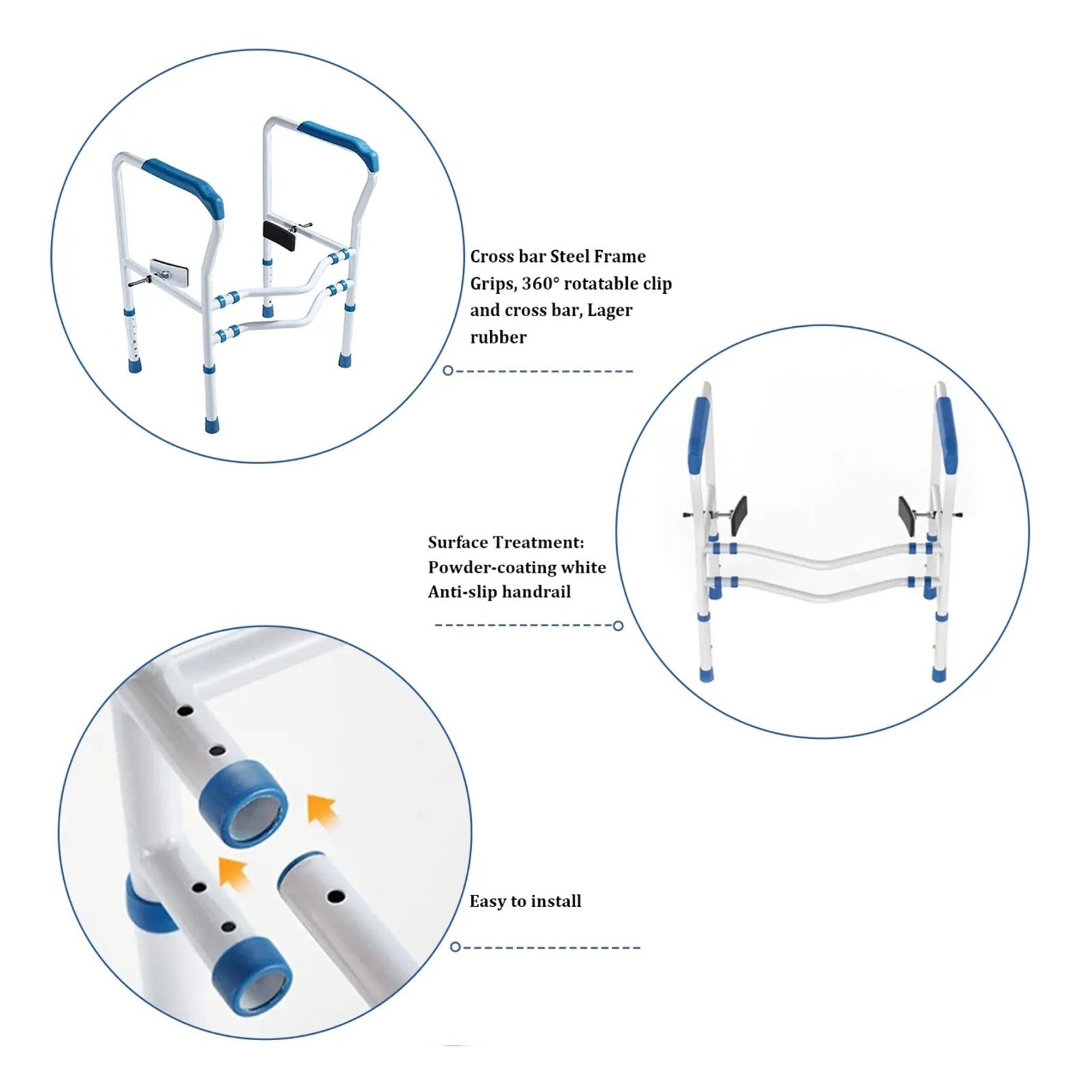 Parts Features Of Toilet Safety Rail.