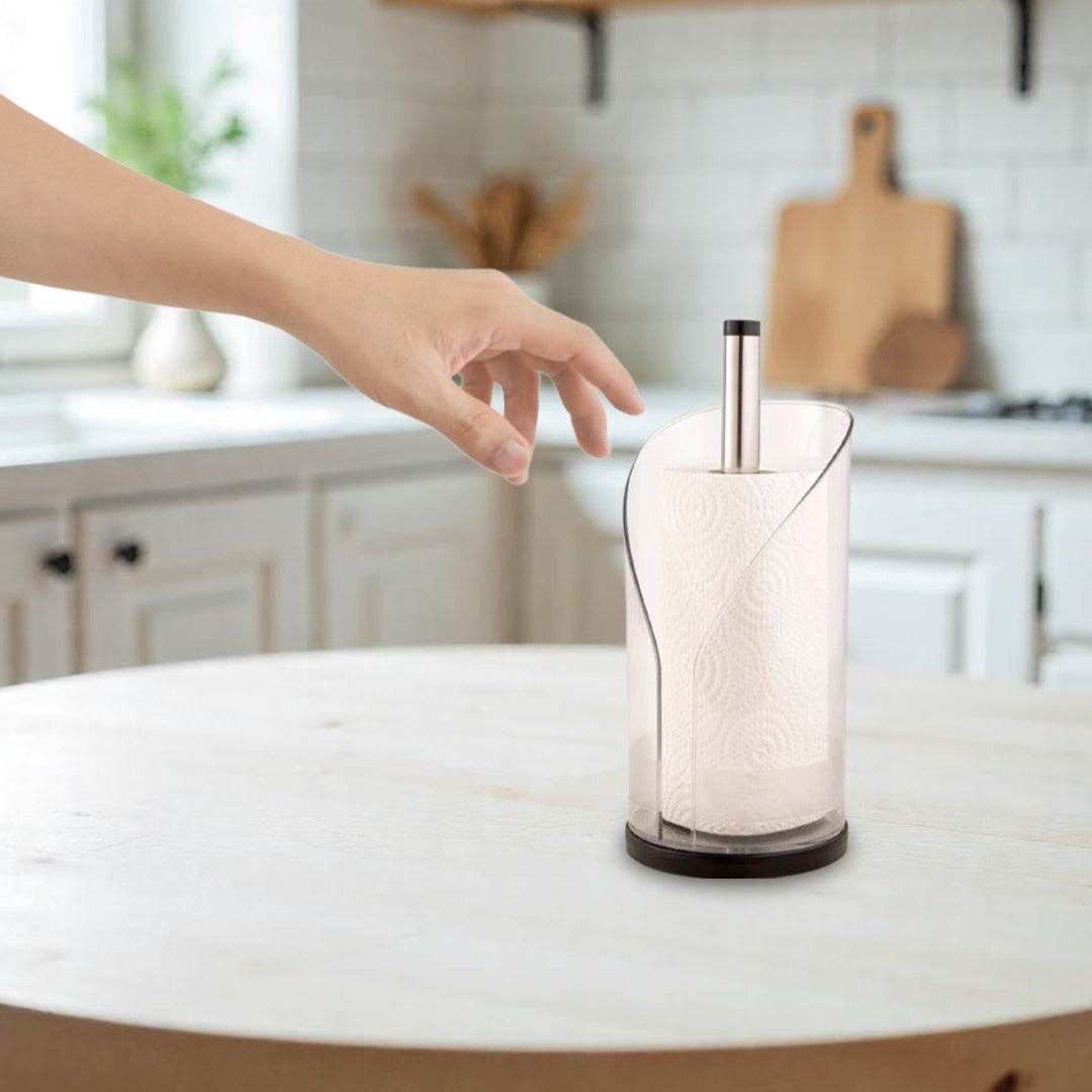 A Person is Taking Tissue From Tissue Towel Rack.