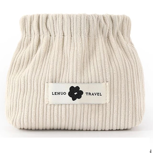 Beige Travel Corduroy Storage Bag.