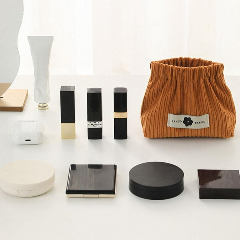 Mini Makeup and Cosmetics Storage Pouch Brown Color.