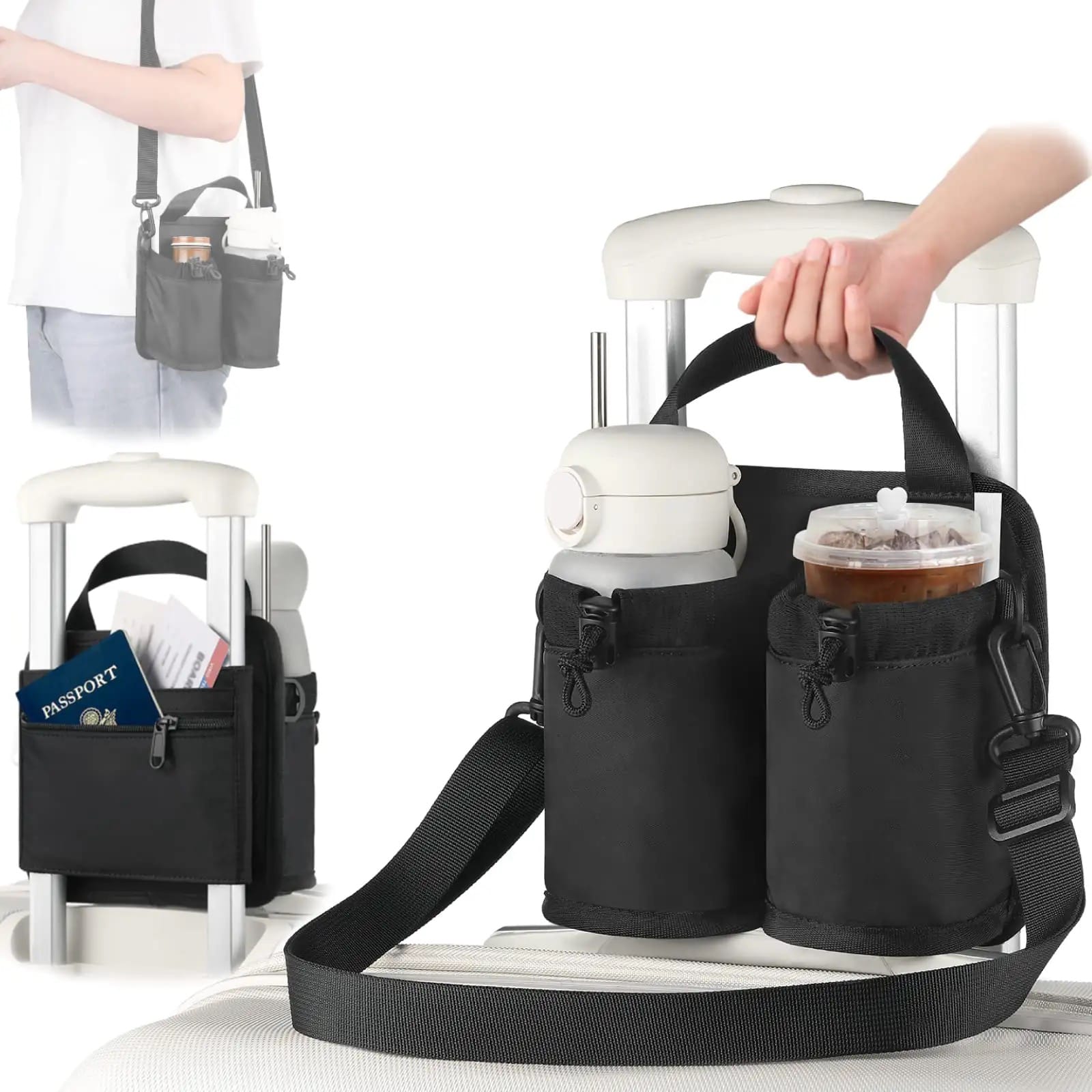 A Person is Holding Travel Drink Holder Bag.