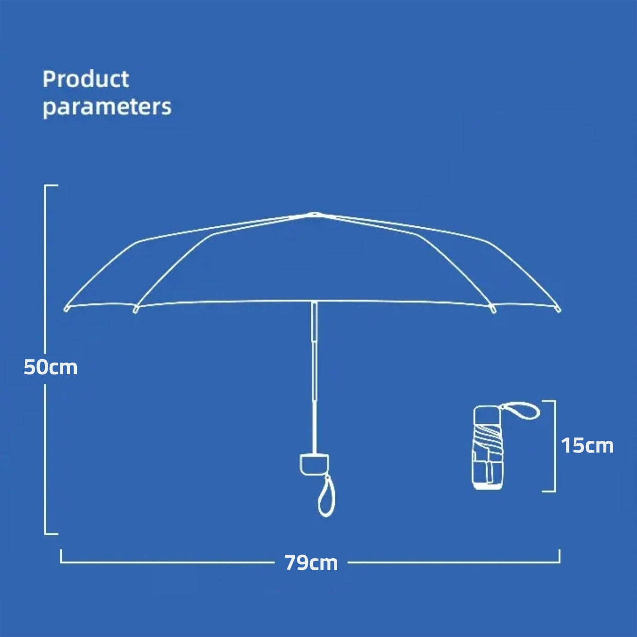 Size Of Travel Mini Folding Pocket Umbrella.