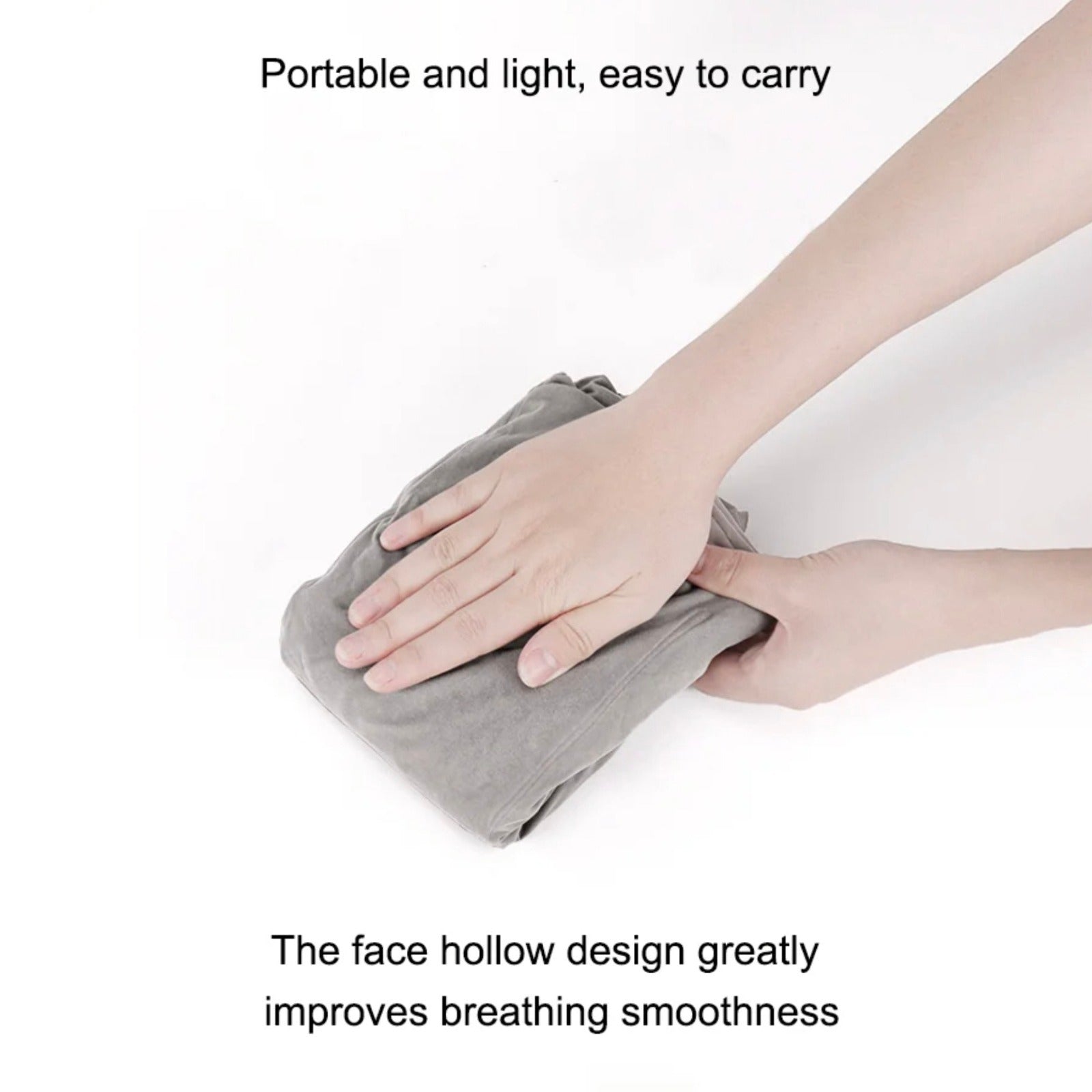 A Person is Folding Travel Neck Pillow.