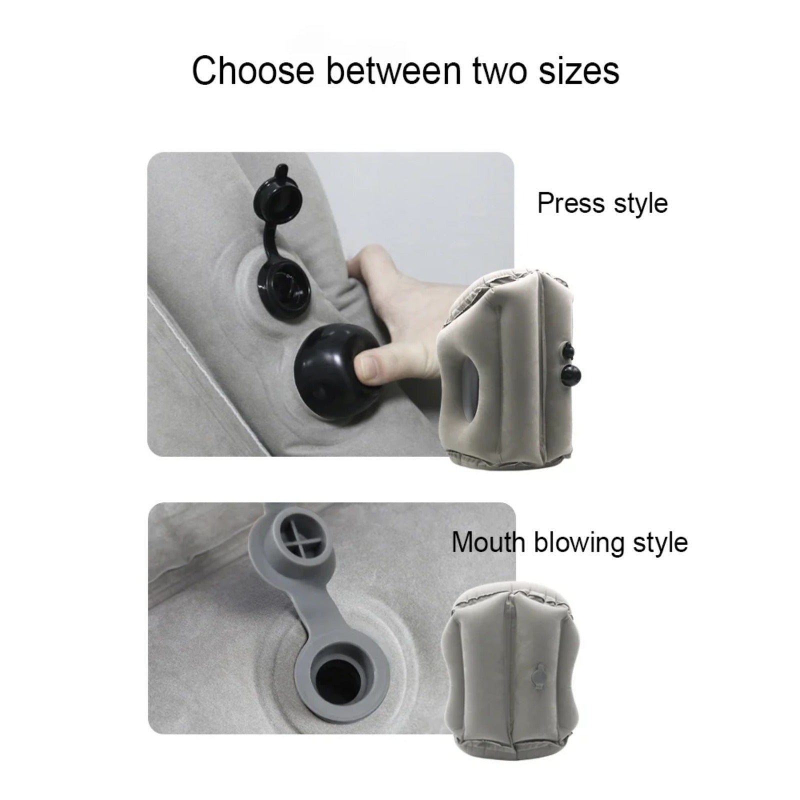 Dual Inflation Option Of Travel Neck Pillow.