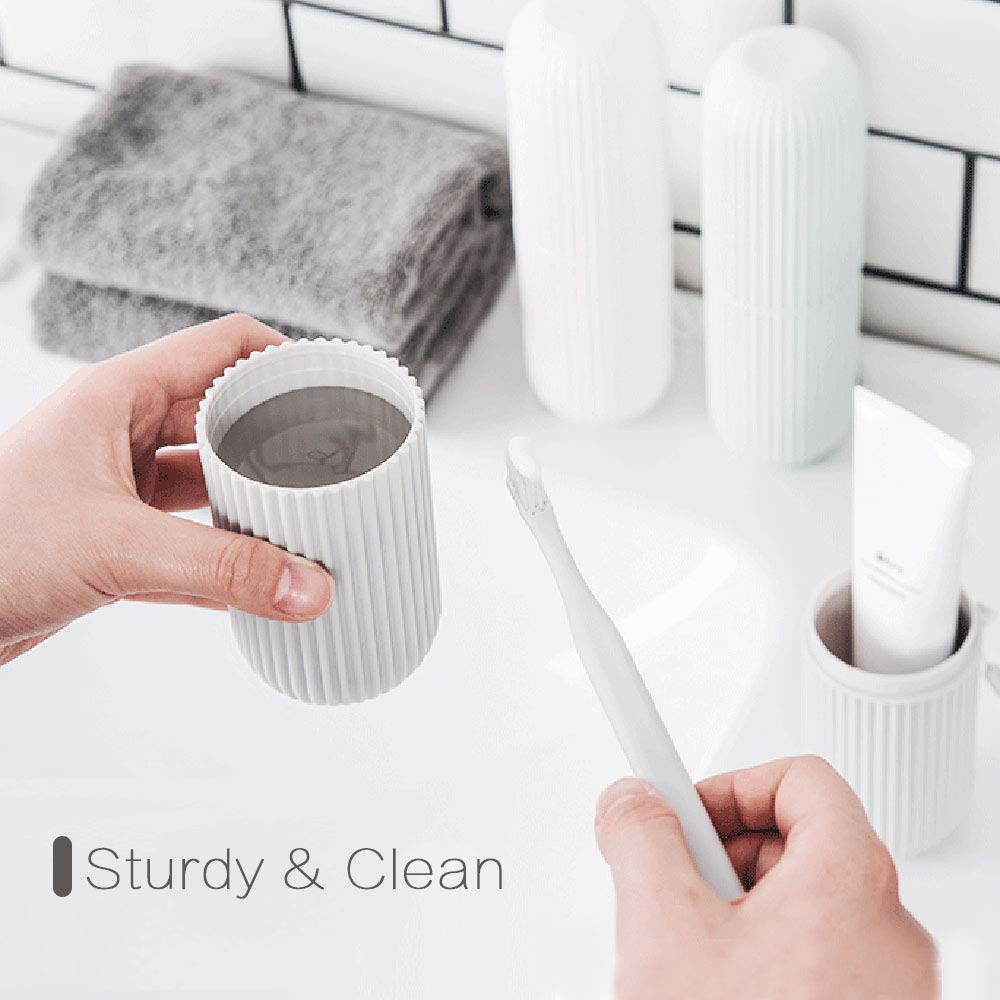 A Person is Holding Travel Toothbrush Holder Case with Water in it.