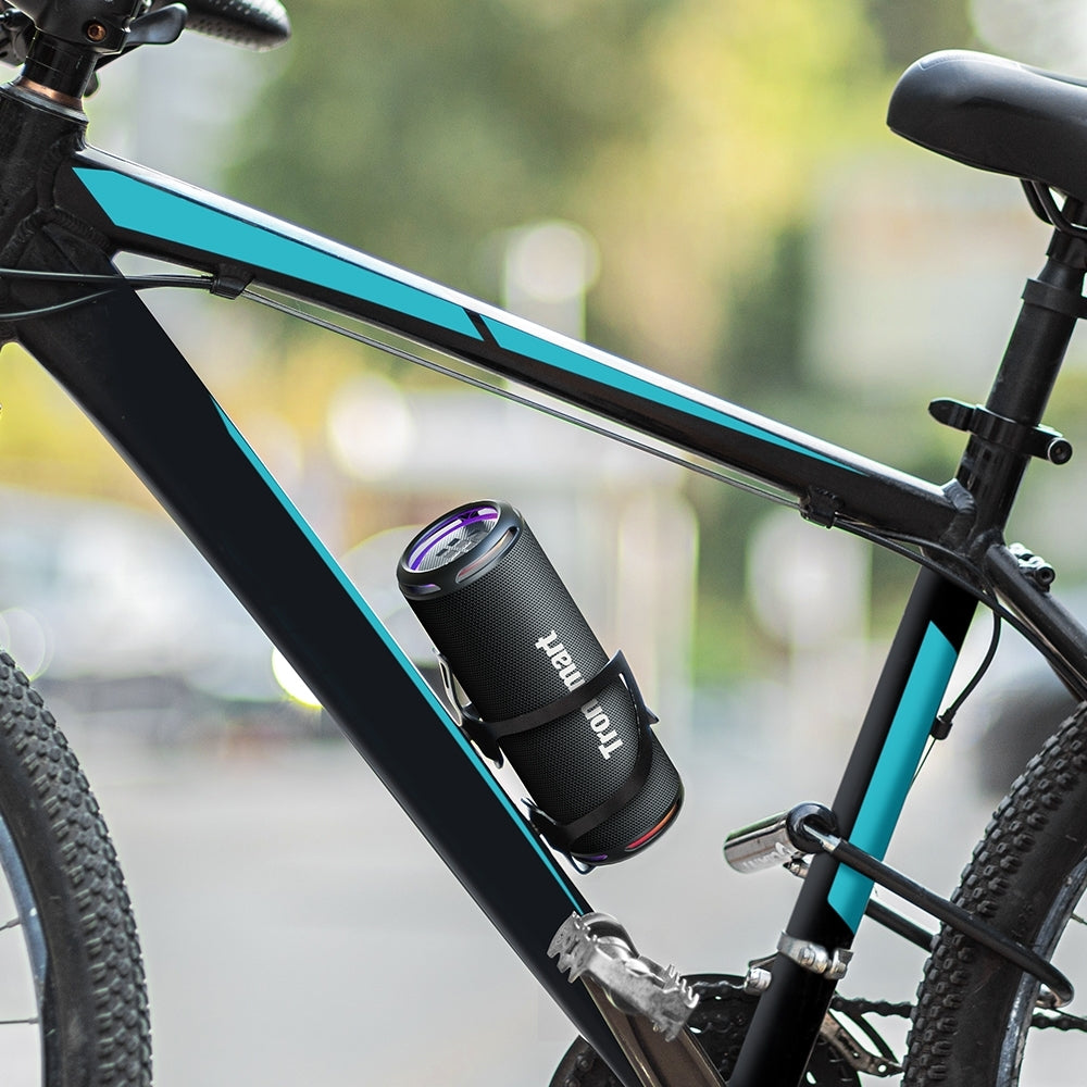 Tronsmart T7 Lite Portable Outdoor Speaker is Attached to Bicycle.