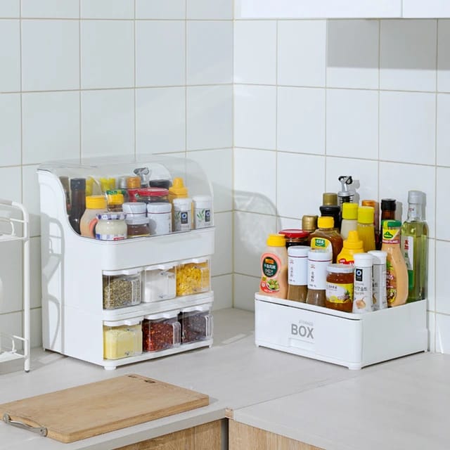 Countertop Kitchen Storage Rack placed in the kitchen