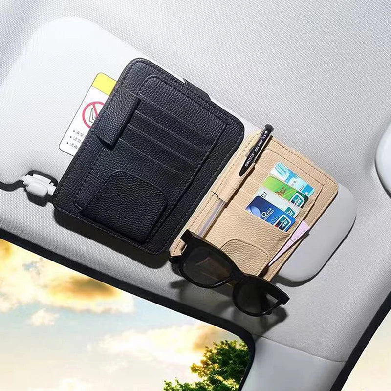 Leather Car Sun Visor Organizer