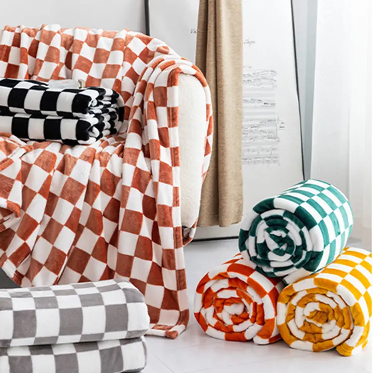 Ultra Soft Flannel Fleece Blanket Of Different Colors.