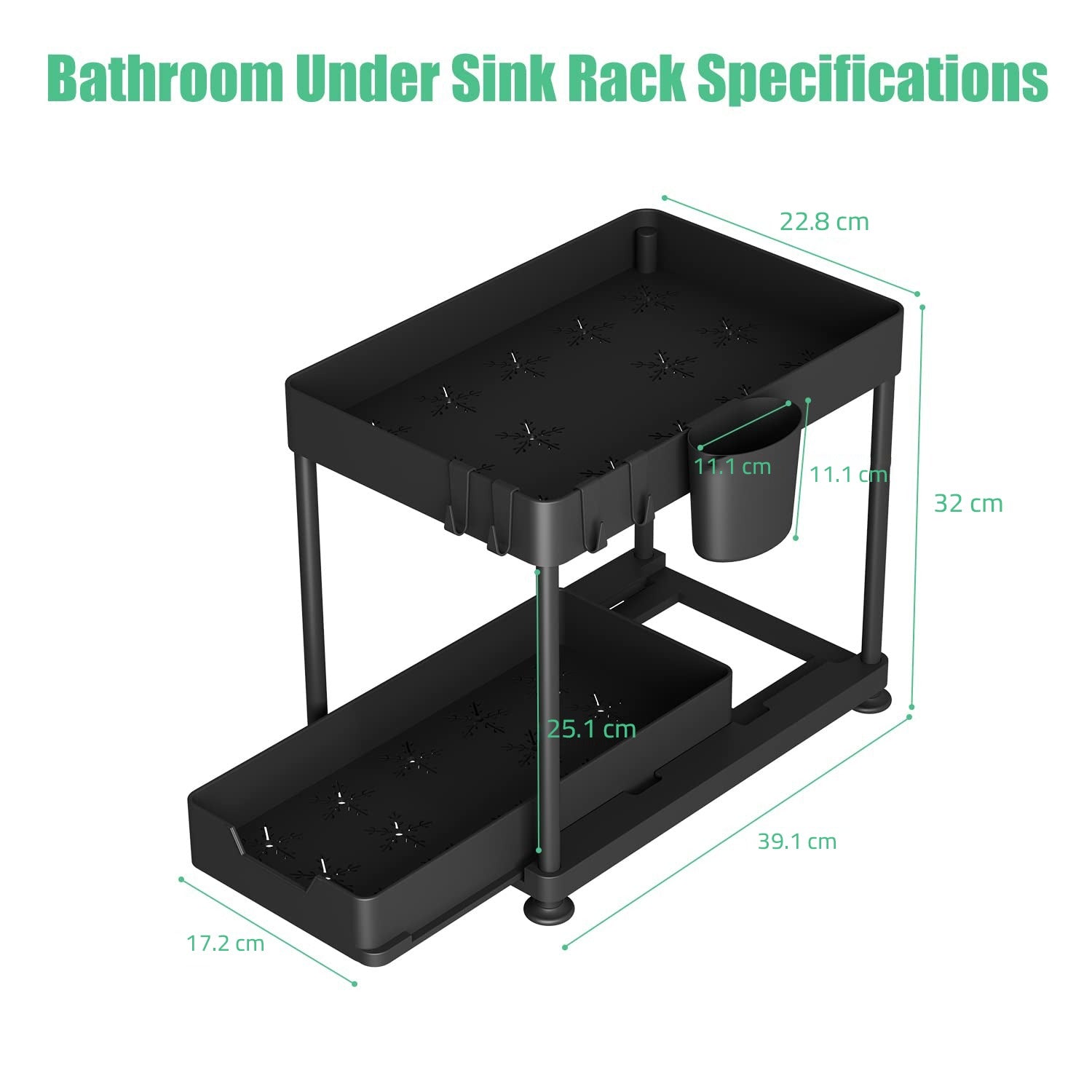 size of 2 Tier Under Sink Organizer