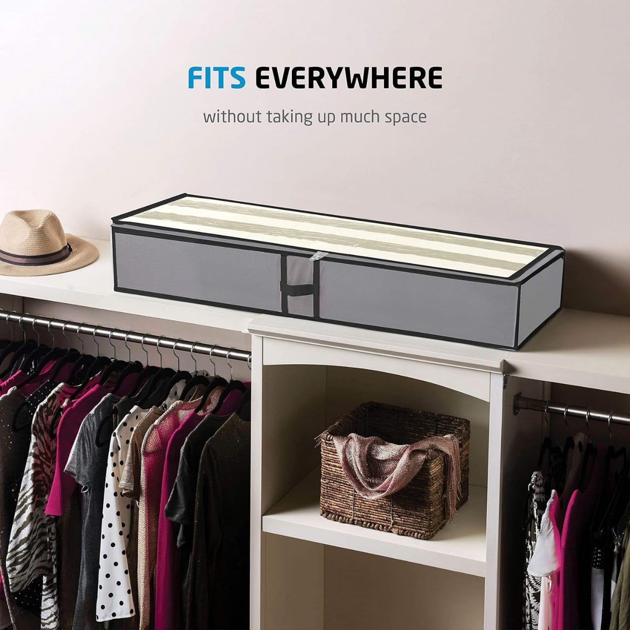 Underbed Storage Organizer Bag is Placed Above Wardrobe.