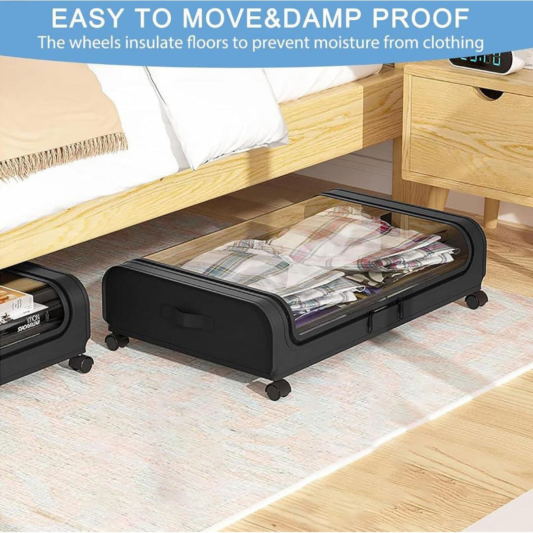 Underbed Storage Bag With Clothes Placed Under Bed.