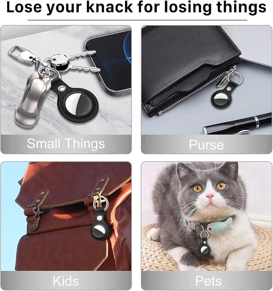 Usage Of Bluepebble Classic Leather Protective AirTag Case With Key Ring.