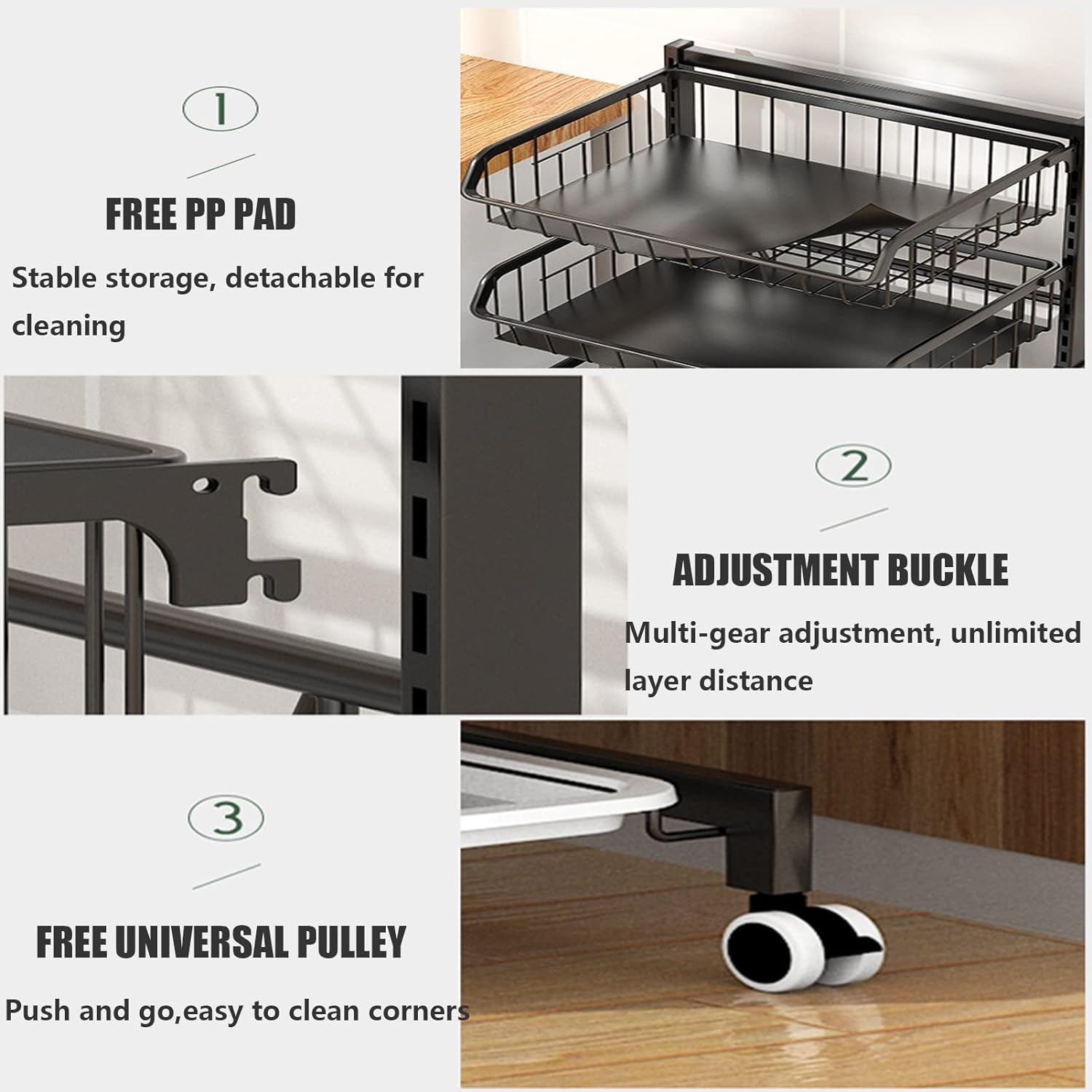 Adjustable Fruit Vegetable Basket Cart with versatile functionality