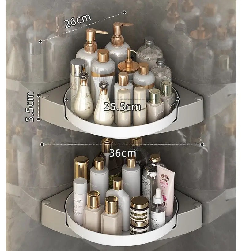 360° Rotatable Washroom and kitchen Corner Rack with its size