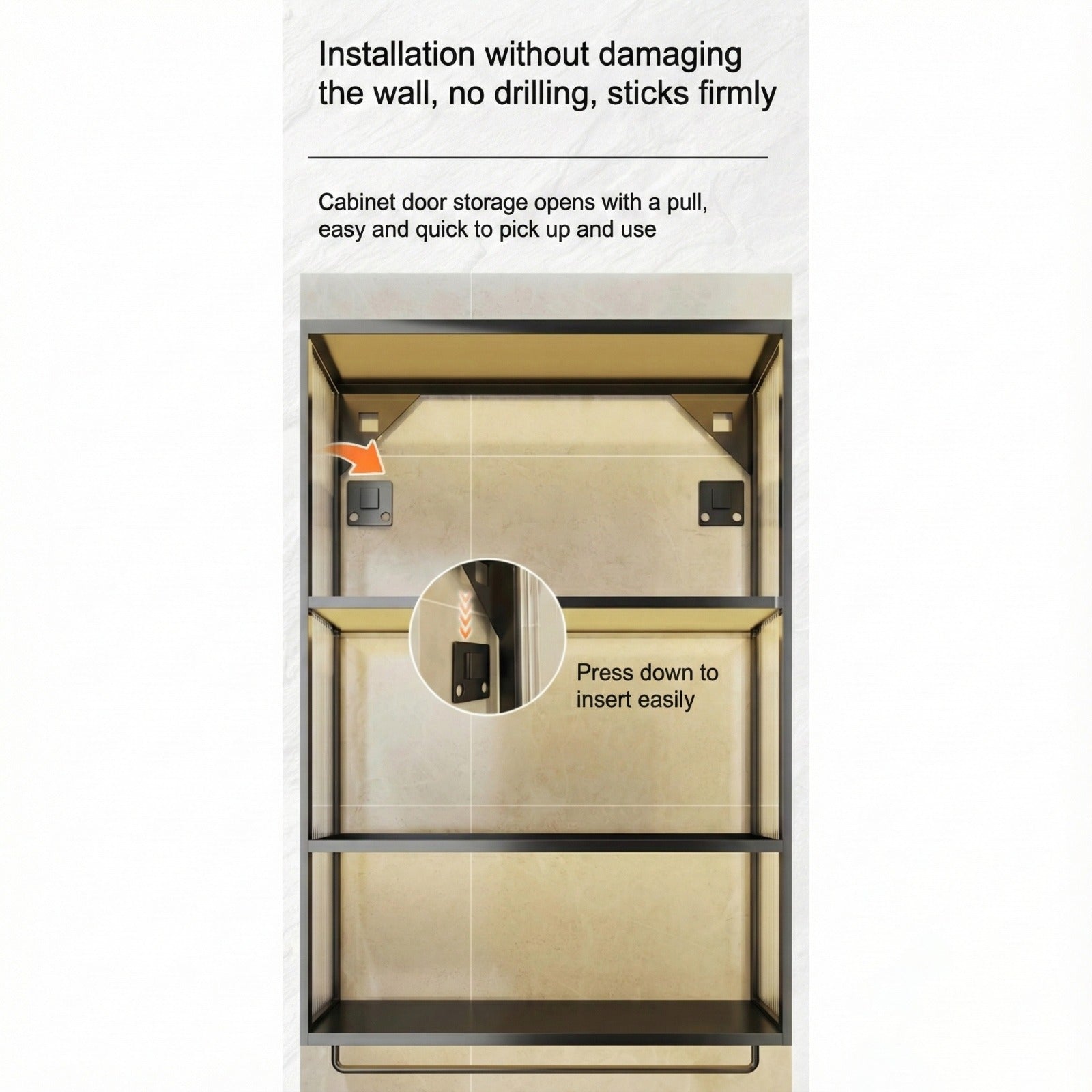 Installation details of Wall-mounted storage organizer.