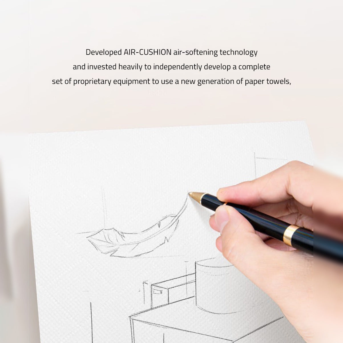 A Person is Drawing On the Wall Hanging Air Cushion Tissue.