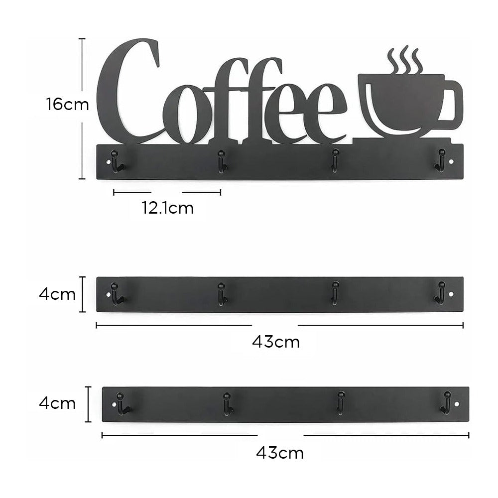 Size Of Wall Mounted Coffee Mug Holder With Cups.