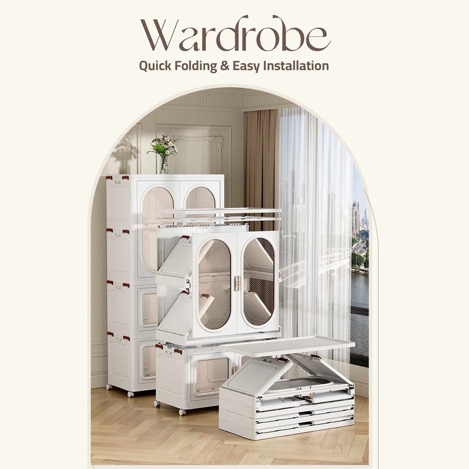 Wardrobe Storage Cabinet Shelf Bins.