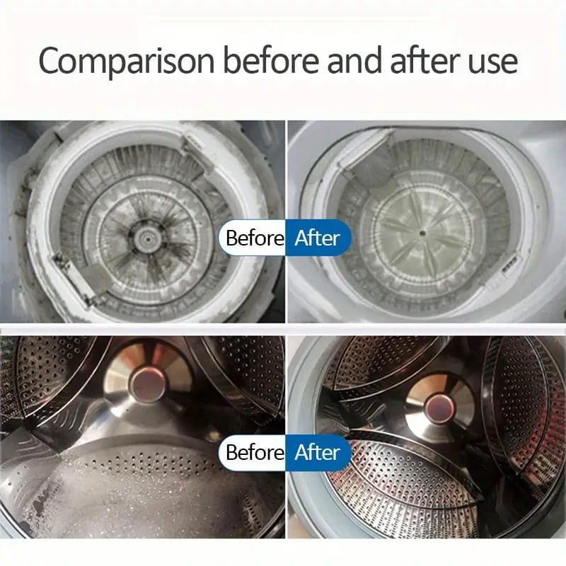 omparison before using and after using Washing Machine Cleaning Tablet