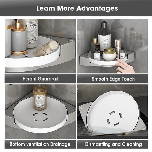 360° Rotatable Washroom and Kitchen Corner Rack with features