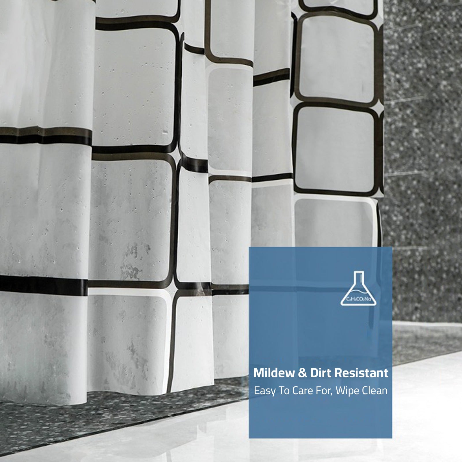 Material Feature Of Waterproof Bathroom Shower Curtain Liner is Installed at Shower Area.