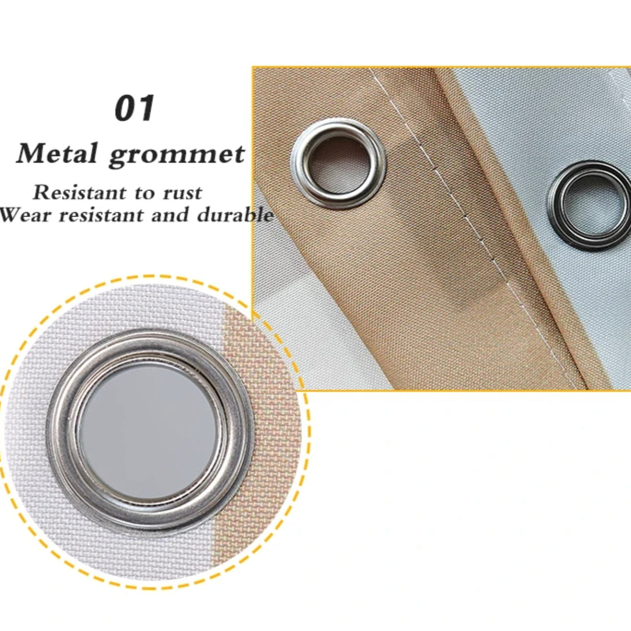 Metal Grommet on the Waterproof Bathroom Shower Curtain Liner.