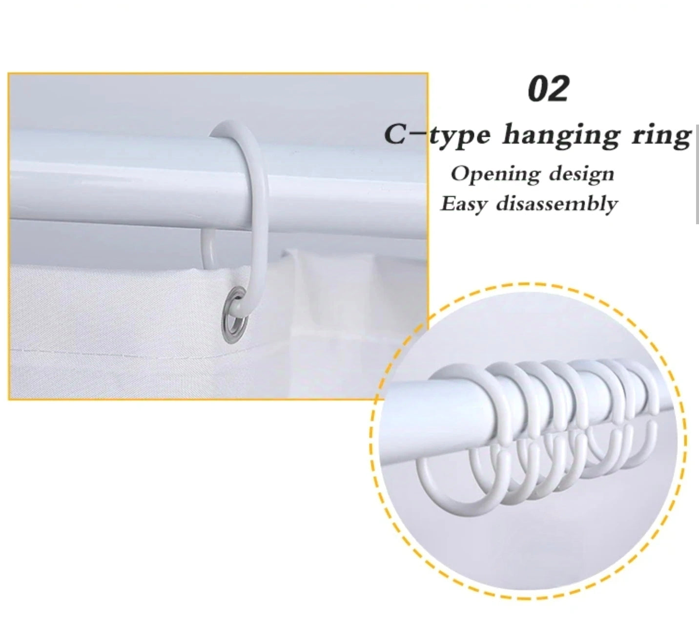 Hanging Ring Of Waterproof Bathroom Shower Curtain Liner.