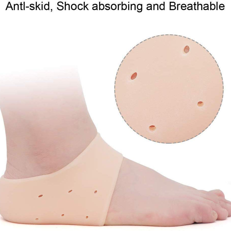 A Person is Wearing Heel Anti-Crack Set.