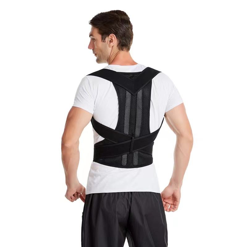 A Person is Wearing Unisex Posture Corrector Belt.
