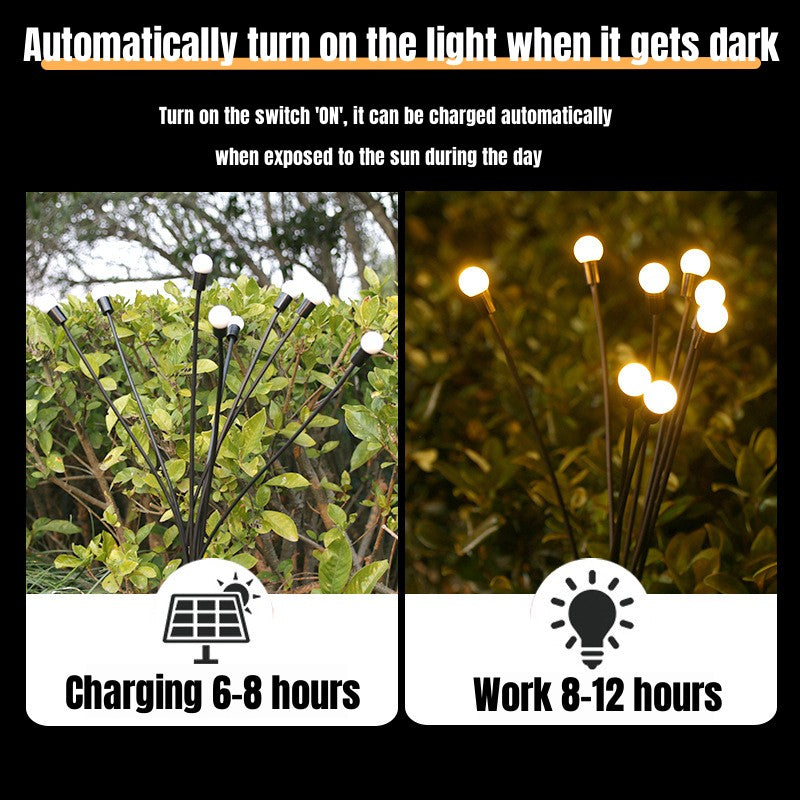 2 Pcs Solar Waterproof Outdoor LED Firefly Garden Decor Light (Zero Electricity Cost)