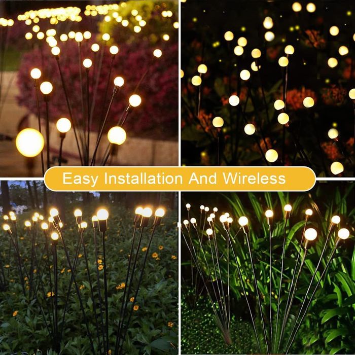 2 Pcs Solar Waterproof Outdoor LED Firefly Garden Decor Light (Zero Electricity Cost)