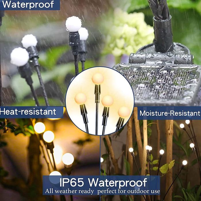 2 Pcs Solar Waterproof Outdoor LED Firefly Garden Decor Light (Zero Electricity Cost)