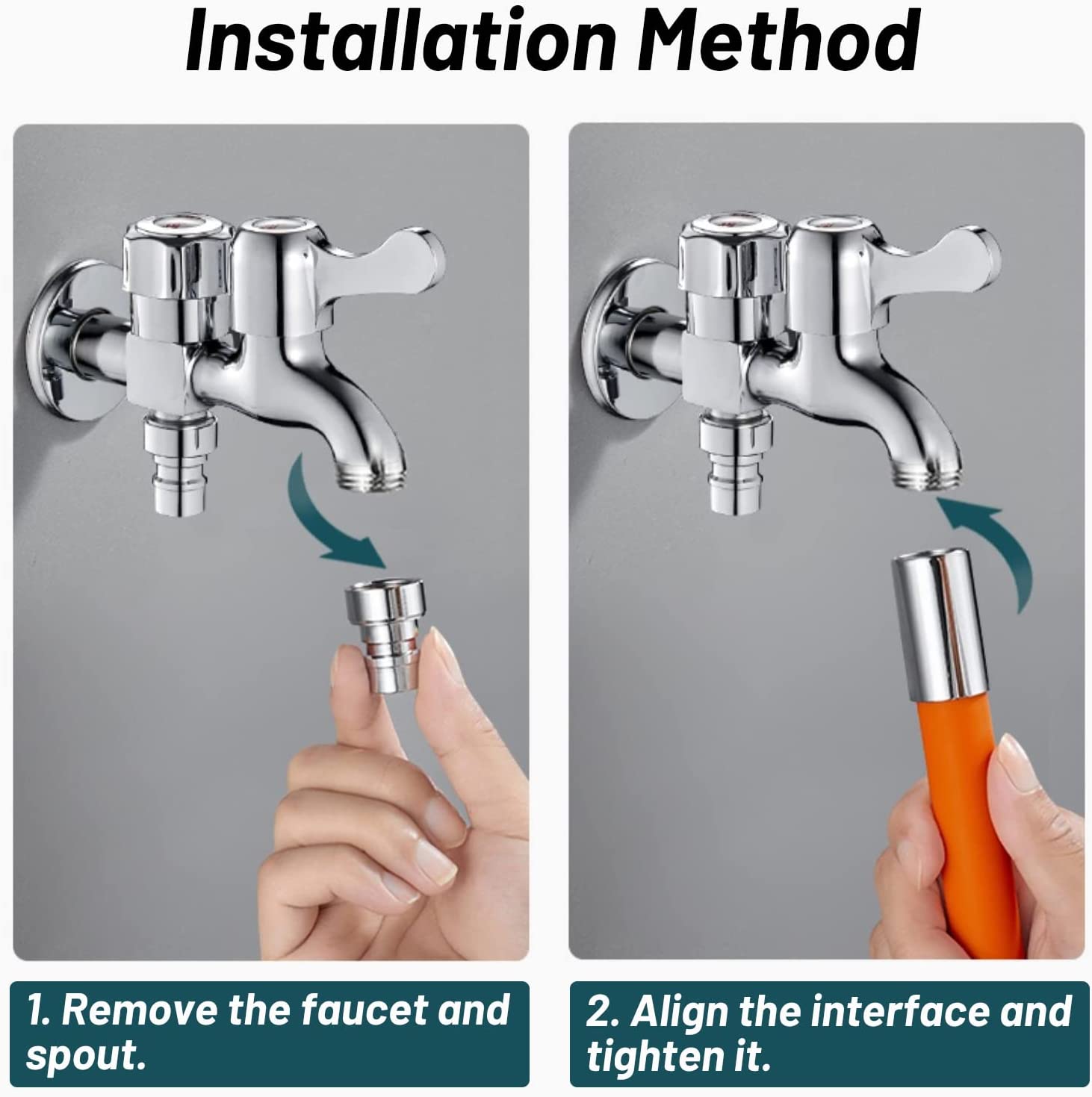 Image displaying the installation method of Flexible Faucet Extender