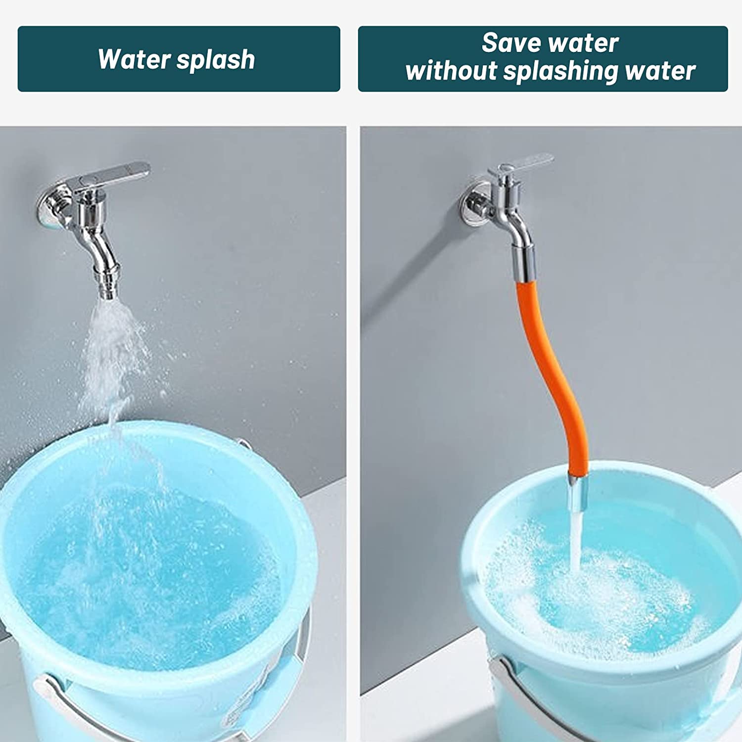 Image showing the comparison between the faucet with Flexible Faucet Extender and without Flexible Faucet Extender